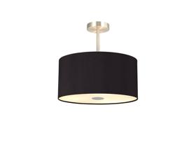 DK0415  Baymont 40cm Semi Flush 3 Light Satin Nickel, Midnight Black/Green Olive, Frosted Diffuser